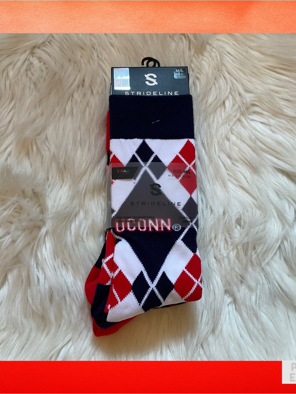 Strideline University of Connecticut Business Knit Crew Socks - New x3 Pair